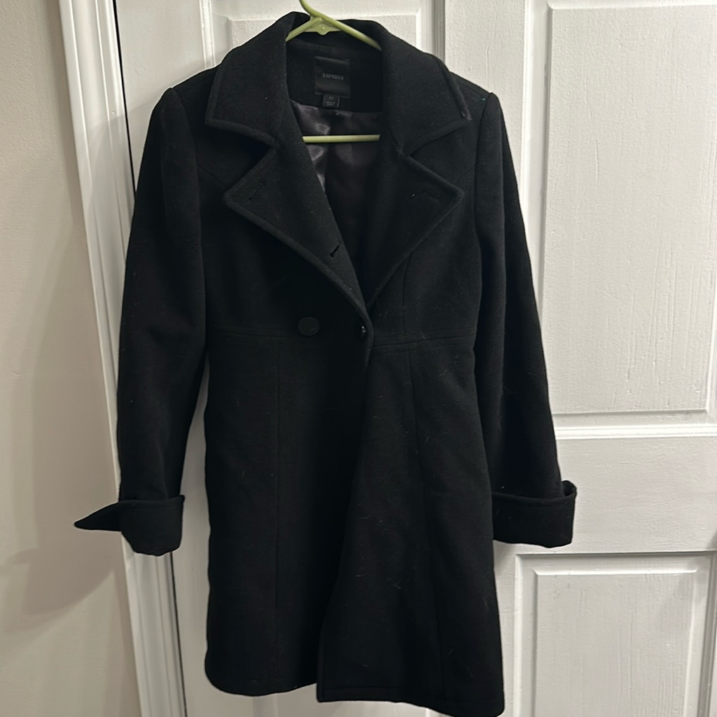 Express Wool Trench Coat Black Size Xs